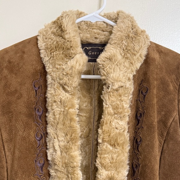 Guess Tan Teddy Jacket with Faux Fur and real leather. - Picture 2 of 9